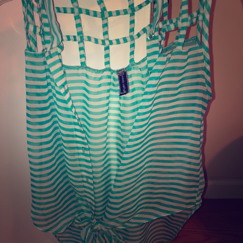 A striped collared tank top